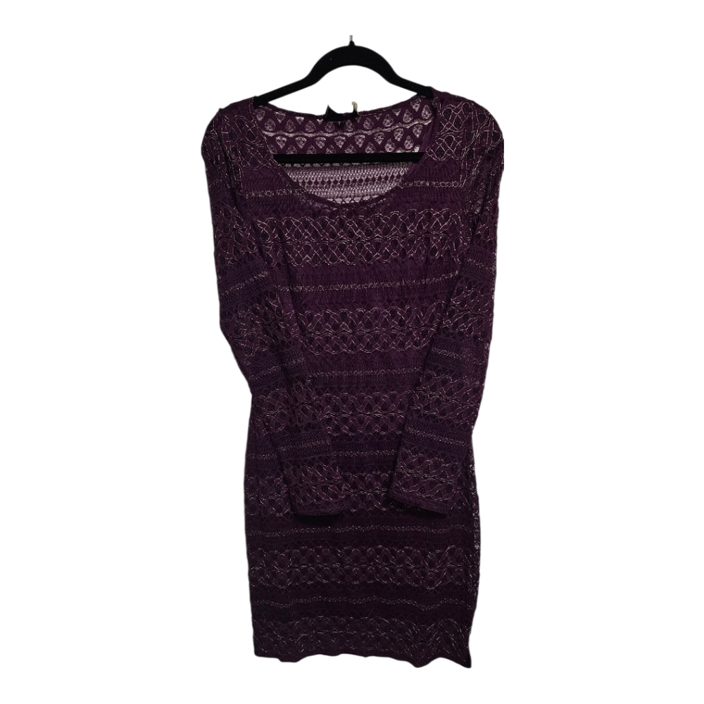Guess Deep Purple Long Sleeve Dress